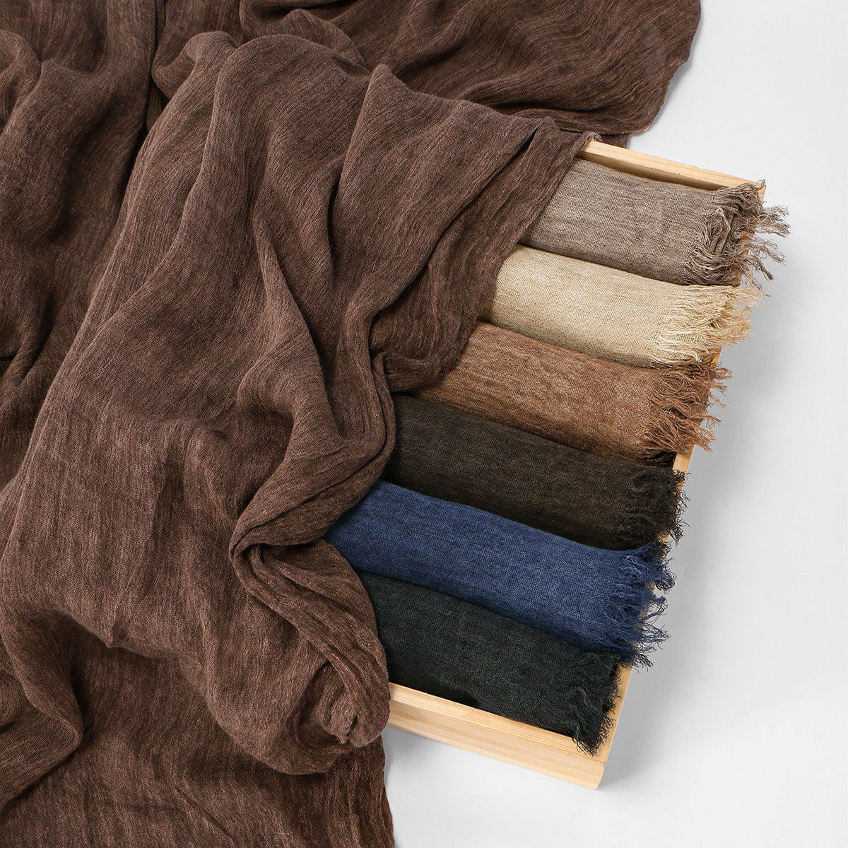 Cross-border Arrival Rayon Crinkle Chain-pattern Fringed Long Scarf