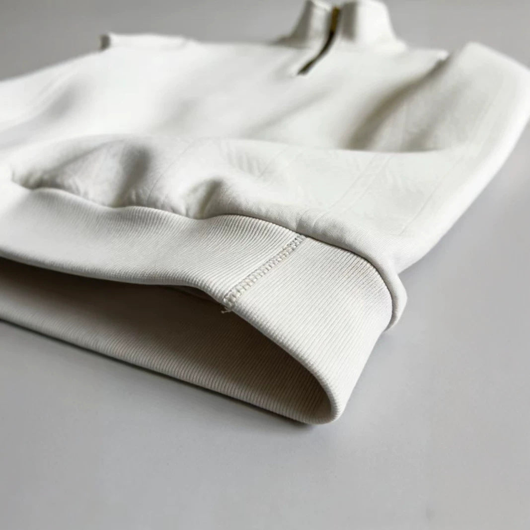 Men's Half-Zip Stand-Up Collar Knit Pullover With Jacquard Texture, 2026 Autumn-Winter Leisure Long-Sleeve Hooded Jacket