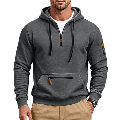 New Arrival European Size Half-Zip Multi-Pocket Casual Loose Sports Pullover Hoodie For Cross-Border Foreign Trade, Amazon Listing