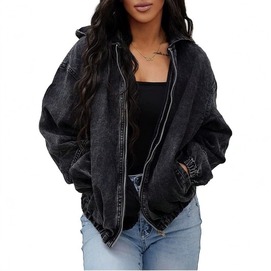 Womens Vintage Washed Denim Jacket