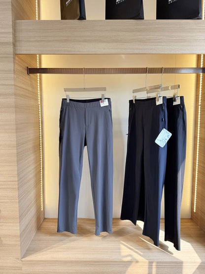 Men Quick Dry Functional Casual Pants Stretch Zipper Pocket Trousers Business Commute Outdoor Athletic Pants Early Fall Wear