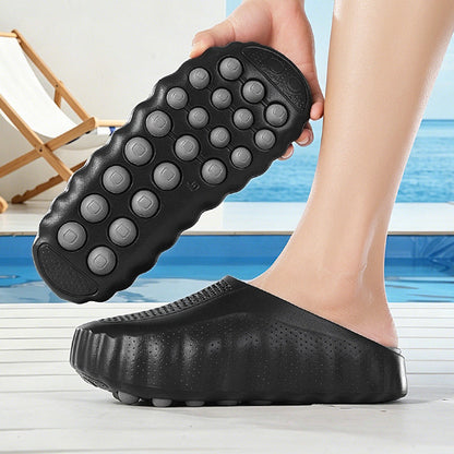 Internet-famous Chunky-sole Hole Shoes For Menheight-increasing And Slimming Closed-toe Slippers