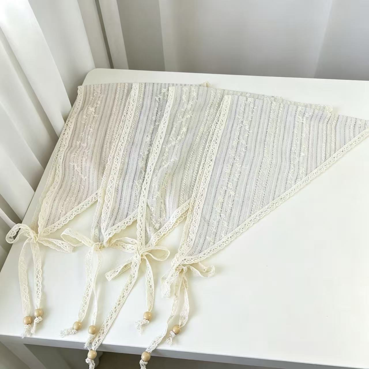 Embroidered Lace-trimmed Floral Silk Scarf