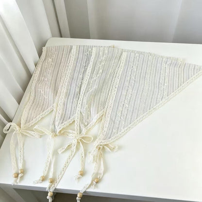 Embroidered Lace-trimmed Floral Silk Scarf