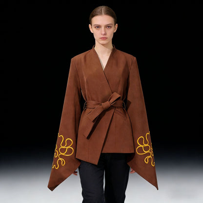 New Stylish Classy And Elegant Embroidered Slim-fit Blazer With Flared Sleeves For Women High-end Sophistication