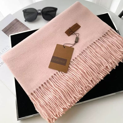 Womens Thickened Fashionable Solid-Color Tassel Scarf