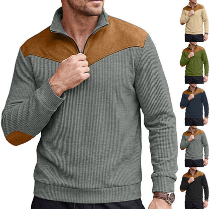 Mens Stand-Neck Hoodie Long-Sleeve Sweatshirt