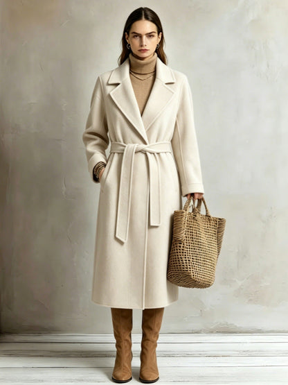 Womens Elegant Long Lapel Coat For Casual And Commute Wear