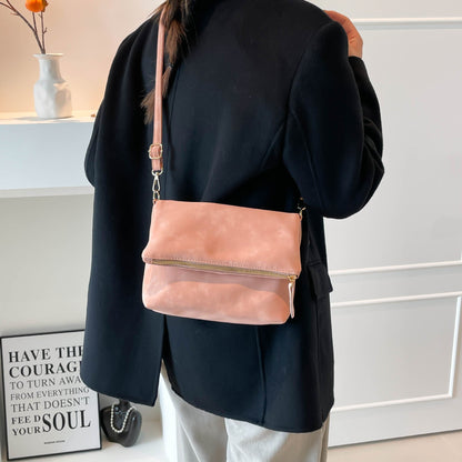 Urban Minimalist Envelope-Style Flap Saddle In PU Leather Crossbody Shoulder Bag
