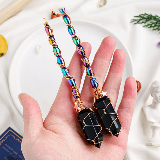 Obsidian Double-Pointed Scepter Pendant