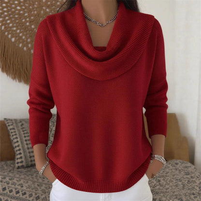 Long Sleeve Knit Sweater Casual Warm Solid Color Pullover Top For Autumn Winter Clothing