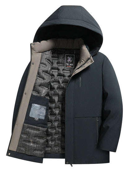 Mens Winter Thickened Hooded Cotton-Padded Coat