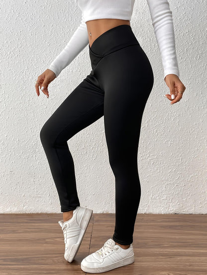 Popular Cross-Border Yoga Pants With Fleece, Cross High-Waisted, Breathable, Butt-Lifting, Tummy Control, Sports Outdoor Leggings For Women