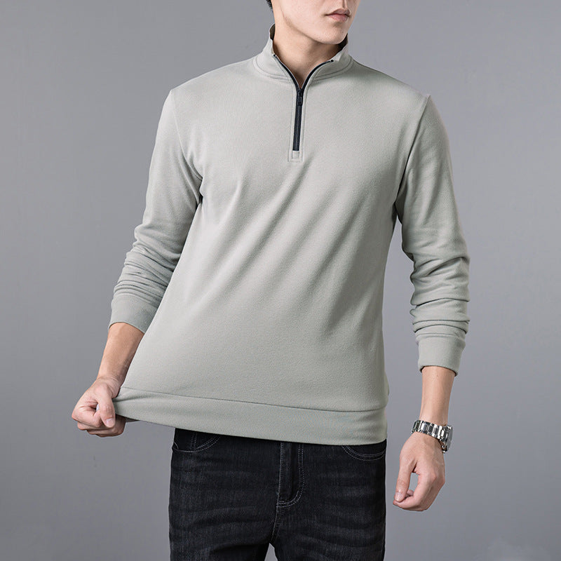 Mens Sweater Trendy All Match Casual Long Sleeve T Shirt Lapel Base Layer