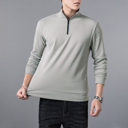Mens Sweater Trendy All Match Casual Long Sleeve T Shirt Lapel Base Layer