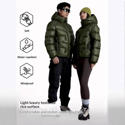Ultra-Soft White Duck Down Short Puffer Jacket