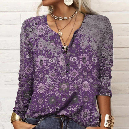 2026 Autumn Winter New Women's Long Sleeve Printed Fashion Versatile Long Sleeve T-shirt From Europe And America