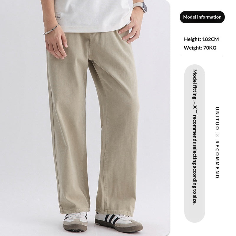 Casual American-style Retro Pure Cotton Workwear Pants Wide-leg For Men