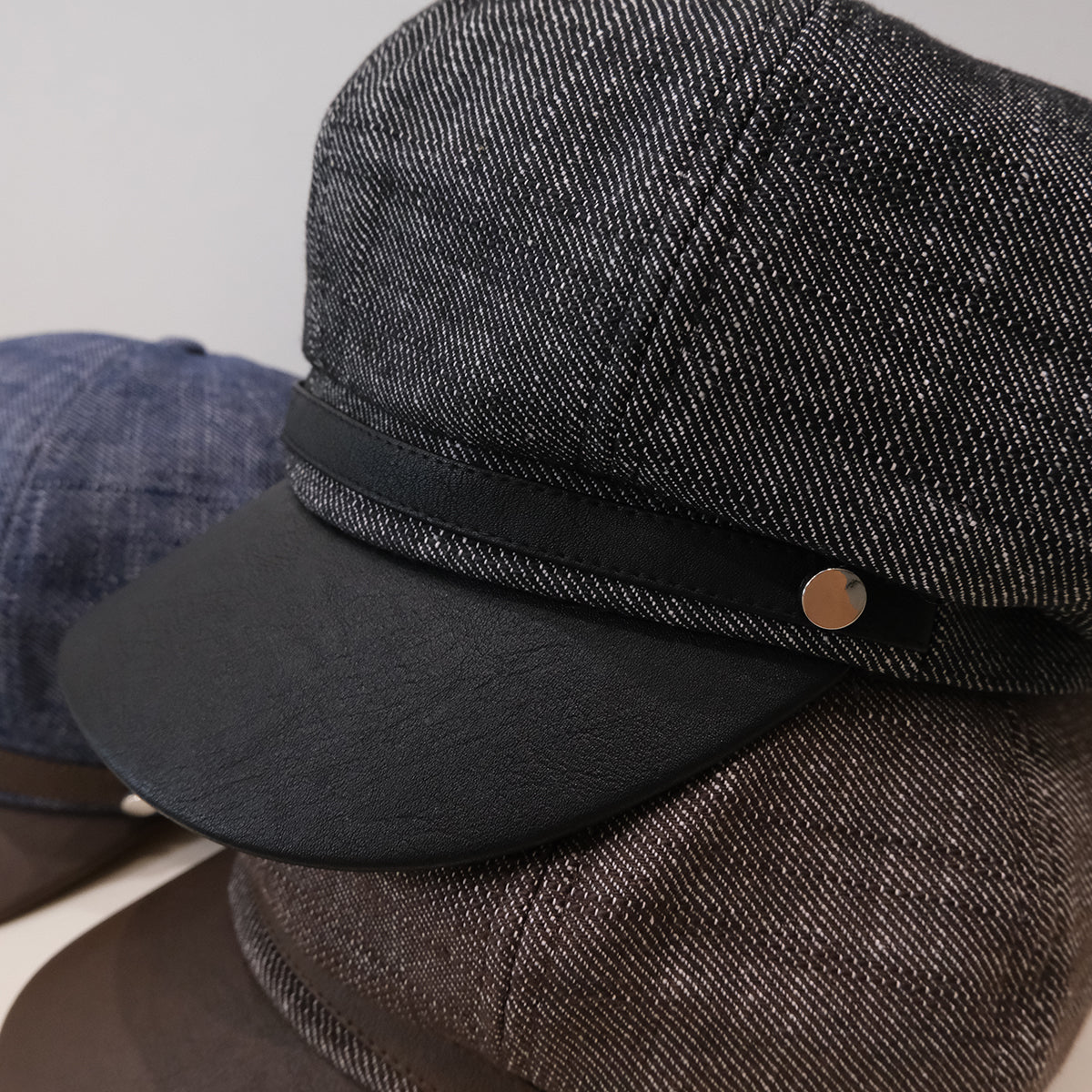 Cross-border Fashion Retro Denim Patch PU Leather Belt Buckle, Newsboy Hat, Casual And Versatile, Artistic Style Painter's Hat