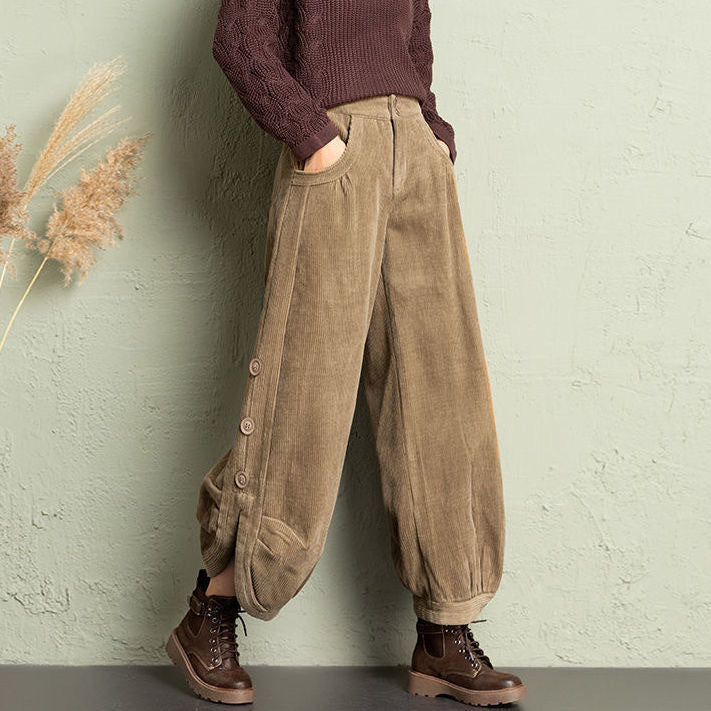 AutumnWinter Corduroy Wide-Leg Pants For Women