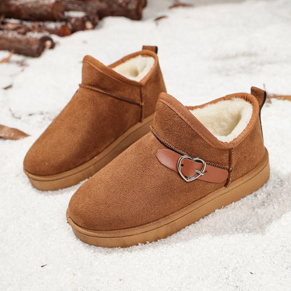 Women's Thickened Ankle Snow Boots, Korean Style New 2026 Versatile Fleece Lined Student Cotton Shoes, Winter Warm Slip-Ons