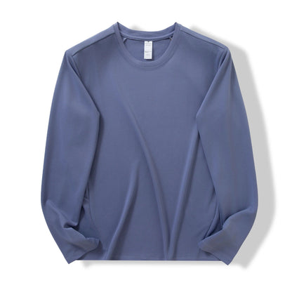 Lightweight Quick Dry Long Sleeve Crew Neck Shirts For Men, Breathable Athletic Tee For Fitness, Running, Travel, Hiking, Casual Daily Spring & Autumn Outfit