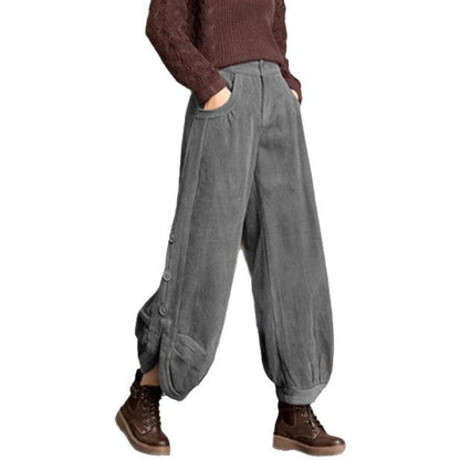 AutumnWinter Corduroy Wide-Leg Pants For Women