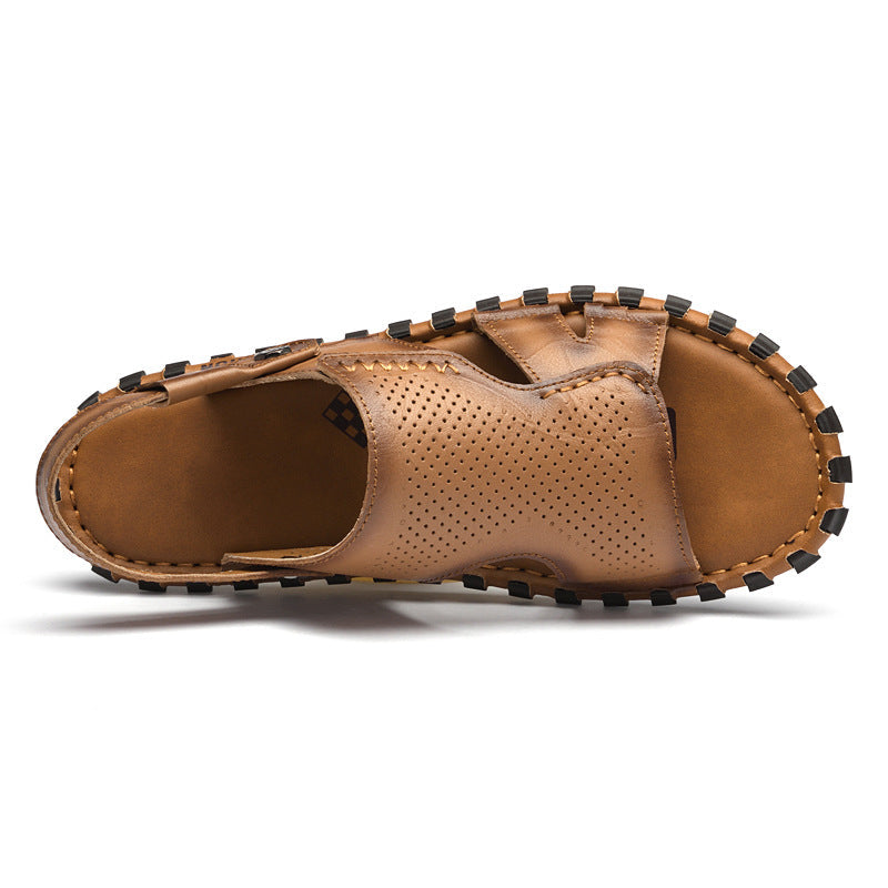 Leather Casual Outdoor Beach Thick-soled Slippers
