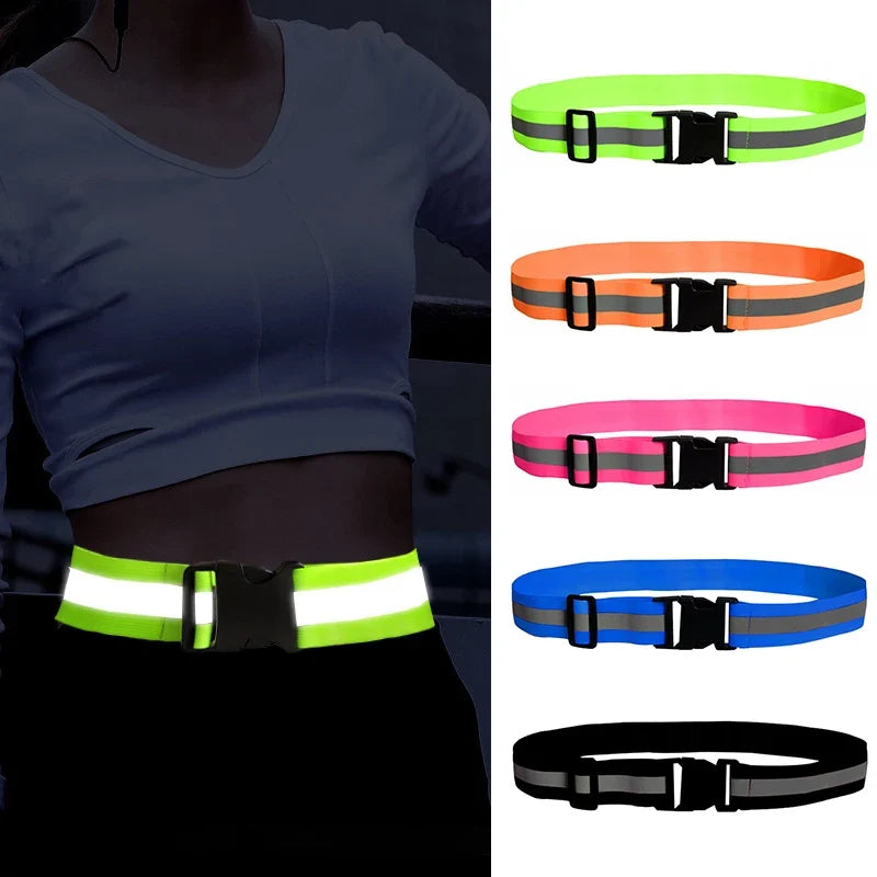 Adjustable Reflective Elastic Waist Belt For Outdoor Night Running And Cycling