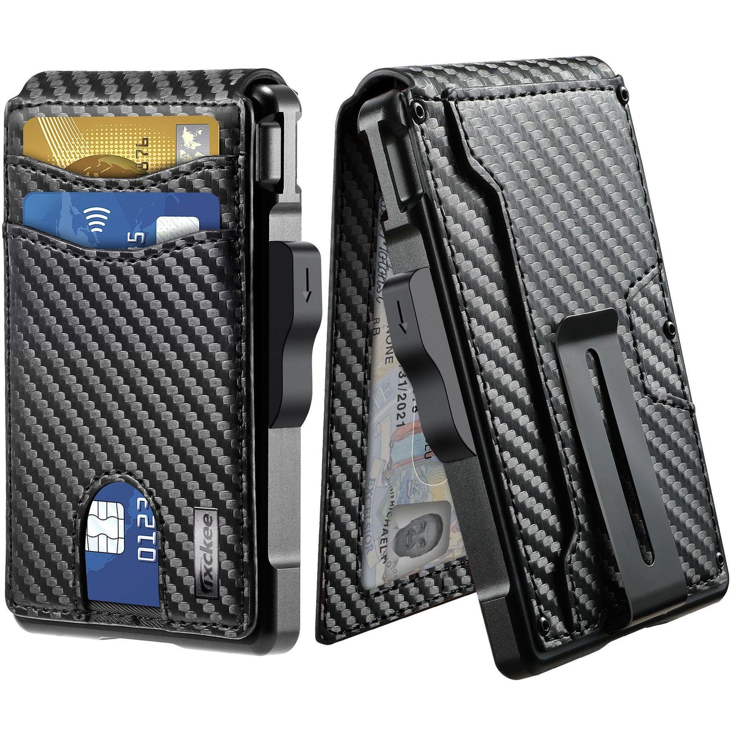 Cross-border Carbon-fiber Leather Case Aluminum Holder Card