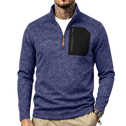 Fleece-lined Half-zip Casual Thermal Hoodie