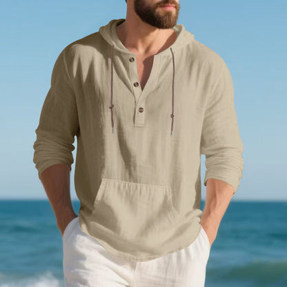 Mens Long-sleeve T-shirt Loose-fitting Casual Minimalist Hoodie