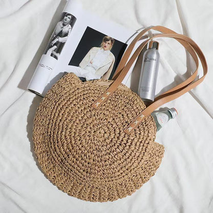 Round Straw Bag Fashionable Womens Shoulder