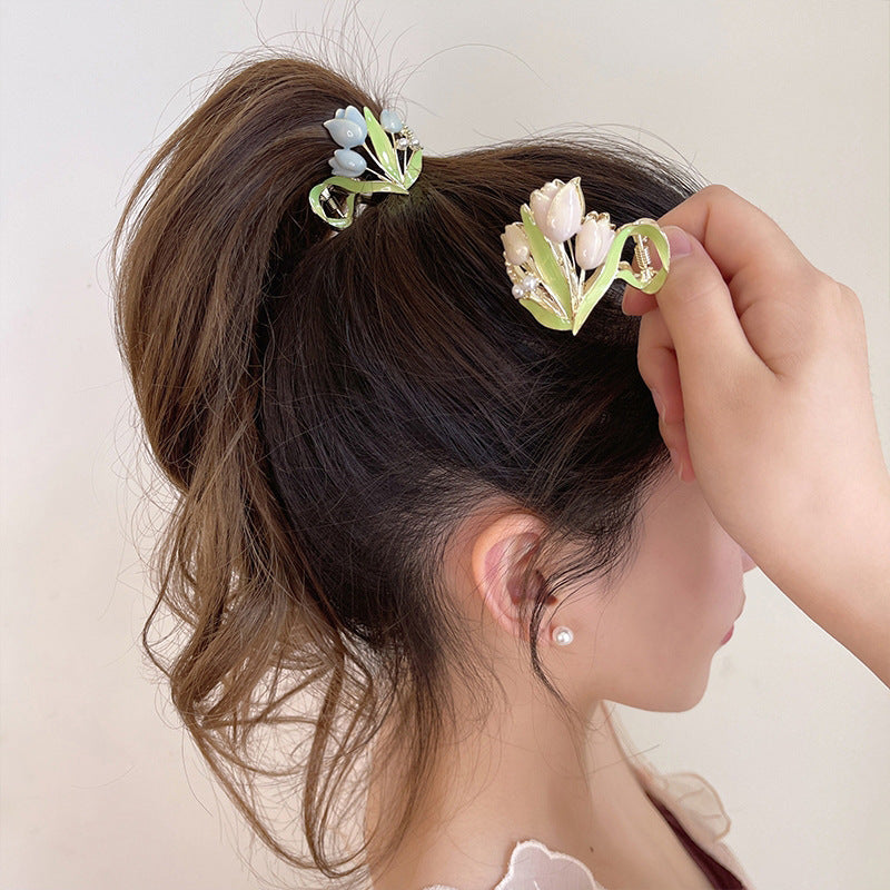 Tulips High Ponytail Hair Claws Women's Headband
