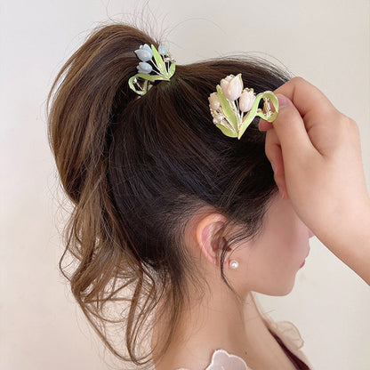 Tulips High Ponytail Hair Claws Women's Headband