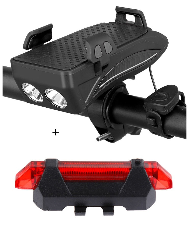 Bike Phone Holder with Charger, Bell, and Light