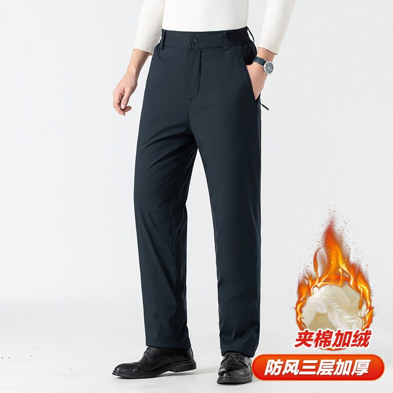 Winter Middle-aged And Elderly Cotton Pants Fleece-lined Thickened Men's Pants Outer Wear Casual Pants Graphene Warm Lambswool Men's Sports Pants