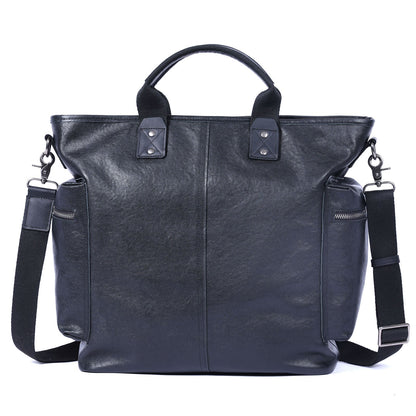Mens Large-Capacity Shoulder And Crossbody Bag Made From Full-Grain Leather