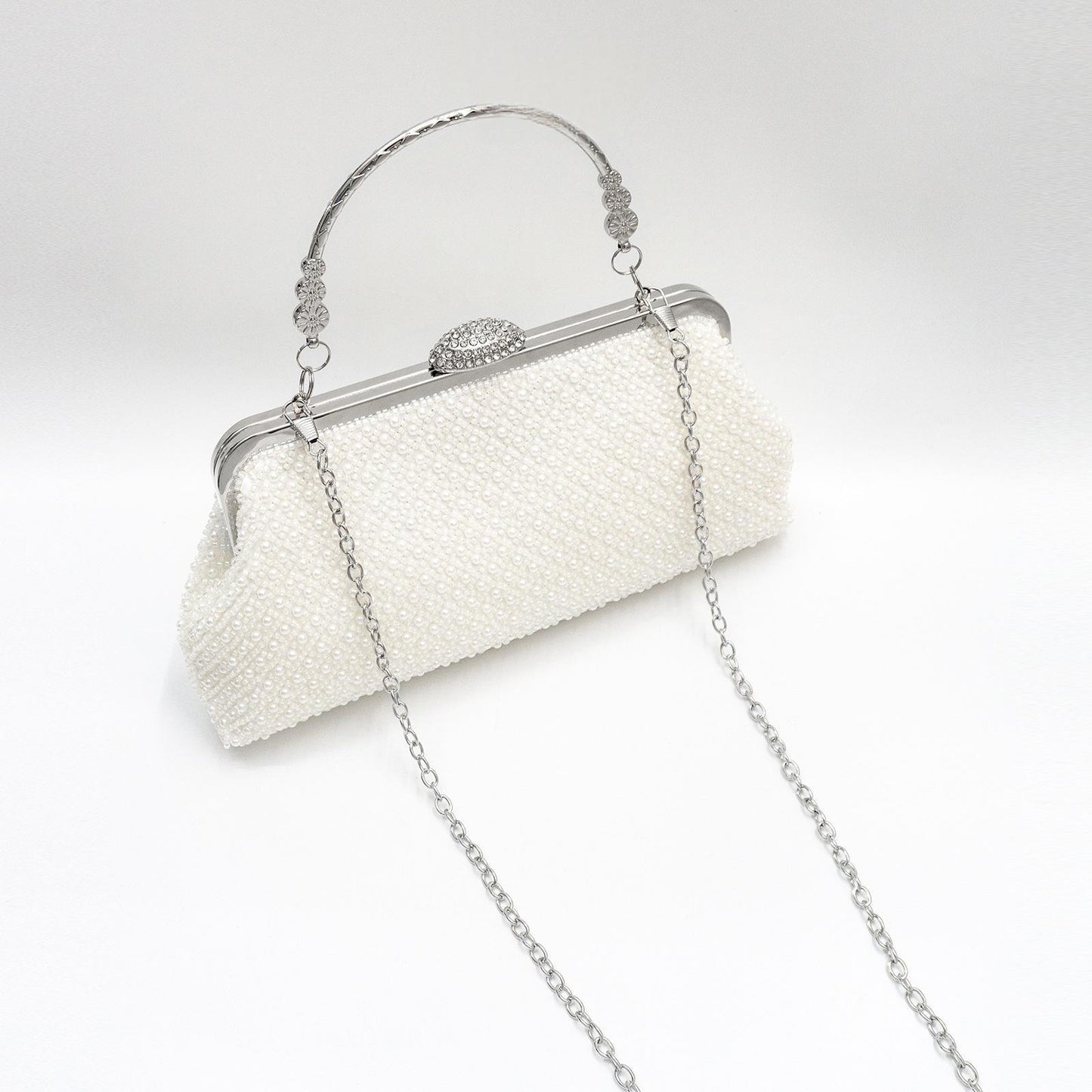 Solid-color Fine-bead New Clutch Bag