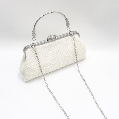 Solid-color Fine-bead New Clutch Bag
