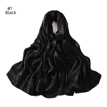 Womens Satin Patterned Jacquard Headscarf