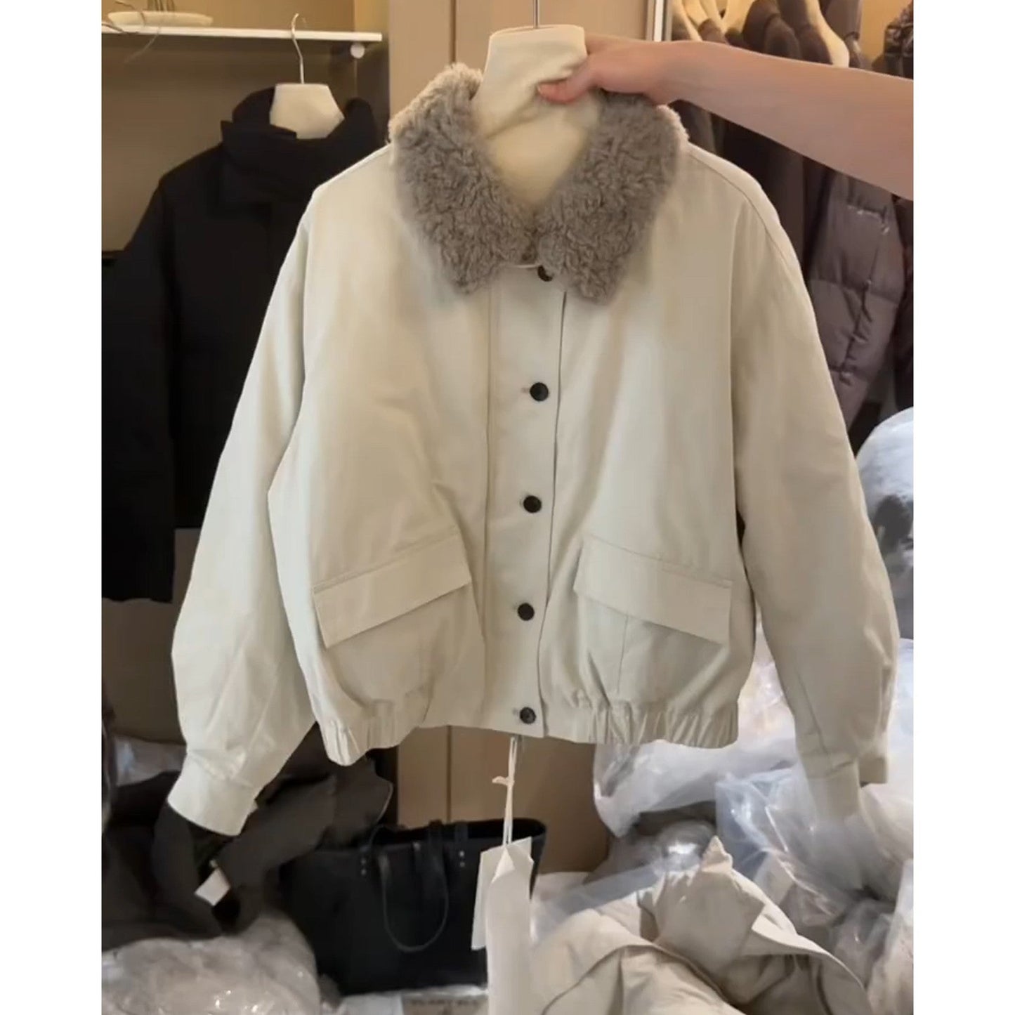 Women's Retro Warm Fur Collar Jacket