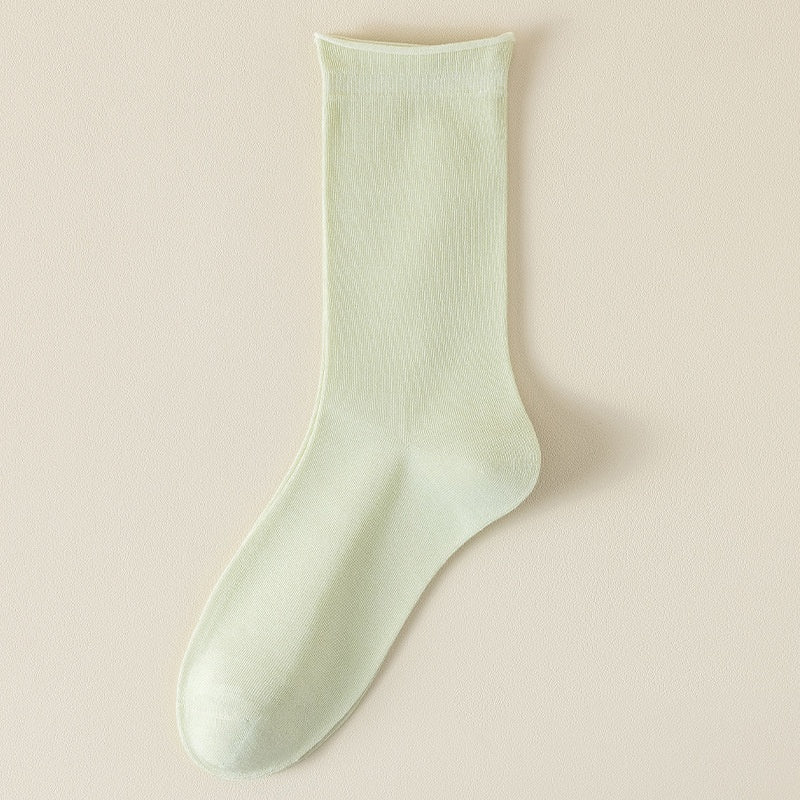 Springsummer Mid-calf Socks For Women Made Of Silk