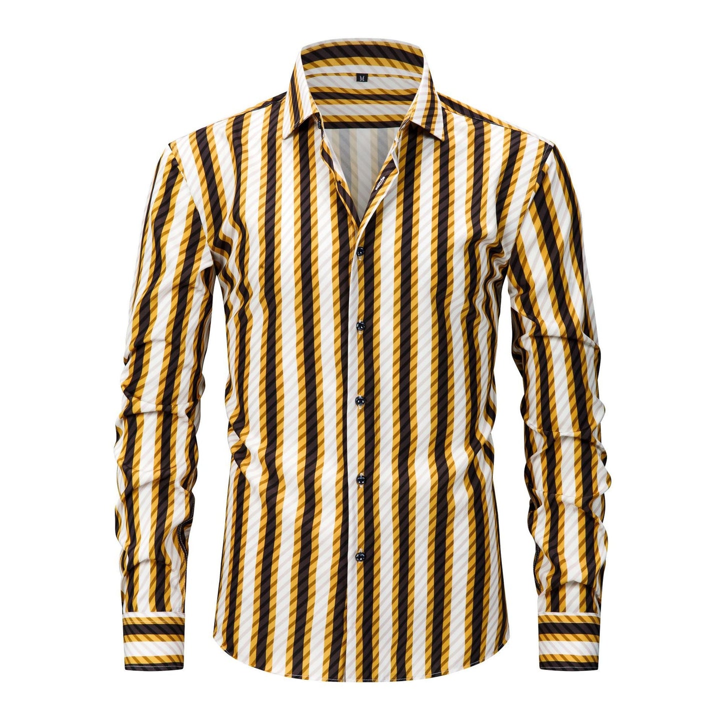 Mens Stretch Wrinkle-Free Digital-Print Plaid And Stripe Shirt