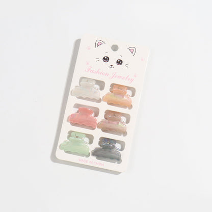 Korean Style Mini Claw Clip 6 Cards Jelly Color Barrettes