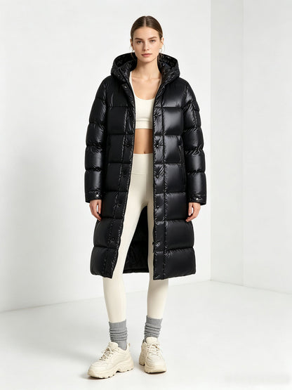Long Hooded Padded Over-the-knee Cotton Coat