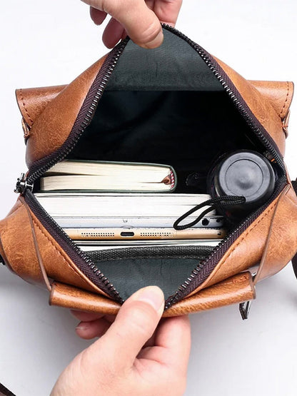 Cross-border Single-shoulder Crossbody Handbag, Fashionable Men's Soft Bag, Vertical Small Backpack, Multi-functional Retro Crossbody Single-shoulder Bag