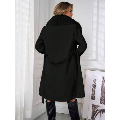 Elegant Double-breasted Trench Coat With A Tie Belt