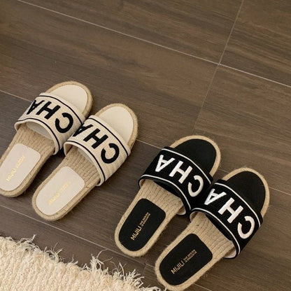 Women's Fairy Style Flat Slippers Summer Outdoor Fashion New One Strap Slide Sandals For Dress Matching