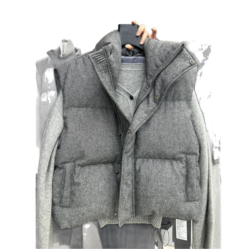 Stand-collar Sleeveless Womens Outerwear Vest Casual Waistcoat